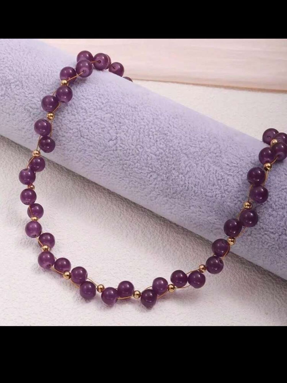 Purple Beaded Necklace R686 - Picture 2 of 3